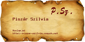 Piszár Szilvia névjegykártya